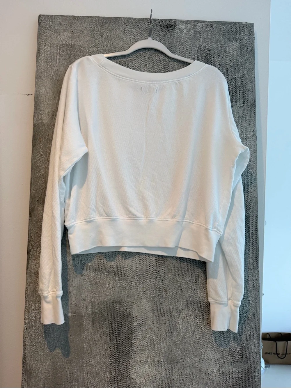 Michael Lauren White off shoulder Cropped Sweatshirt